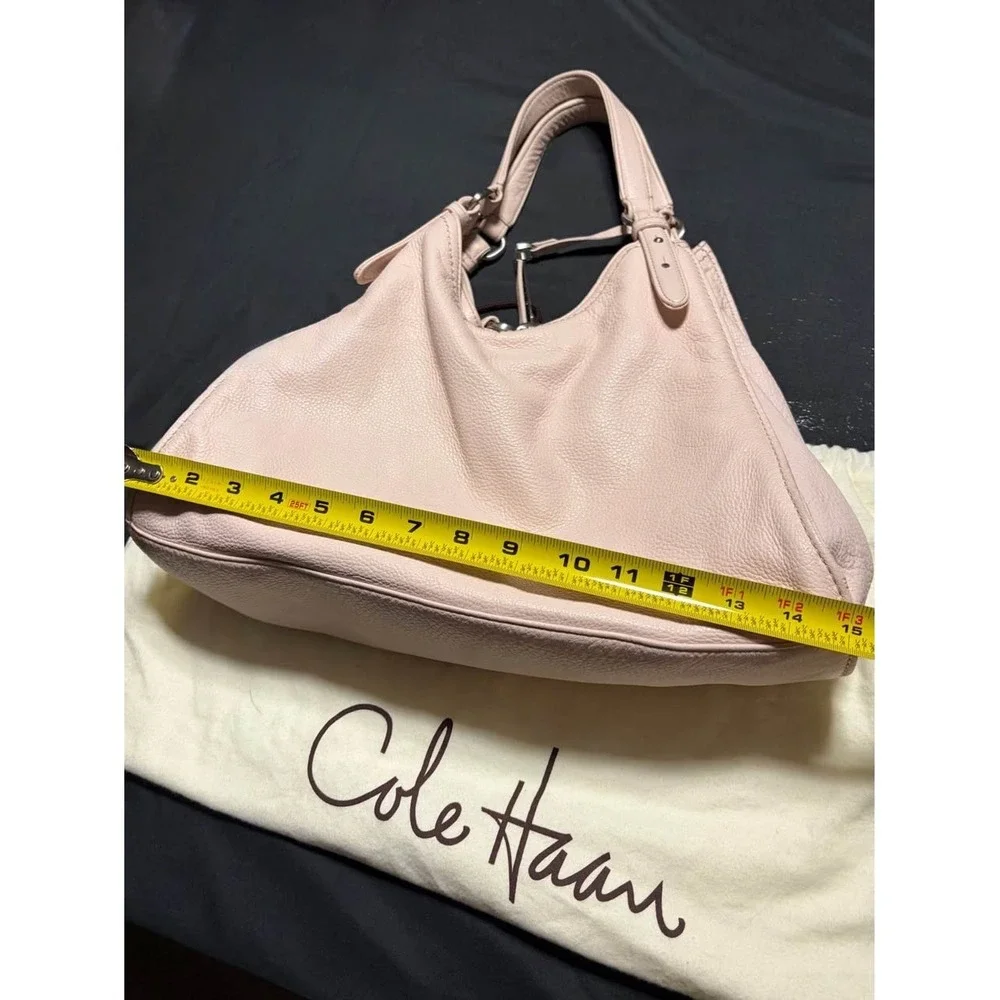 Cole Haan Blush Pink Pebbled Leather Hobo Shoulder Bag Dust Bag Wristlet EUC